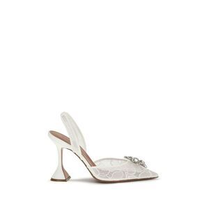 Amina Muaddi White Fabric High Heel Women's Pumps